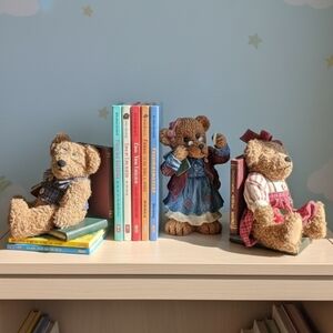 ​🐻📚 Adorable Teddy Bear Bookends & Teacher Figurine Set! 📚🐻